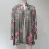 Spring Floral Women Cardigan Lapel Neck Fashion Flower Printed Top Casual Long Sleeves Thin Top Clothing For Sales