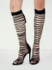 Black Nude Sexy Lace Up Thigh High Gladiator Sandals Boots Cutouts Over Knee Gladiator Boots Leather High Heel Summer Boots Party4713173