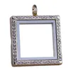 Högkvalitativ 30mm Flytande Locket Square Diamonds Transparenta Glasramar Flytande Charm Lockets Pendants A066