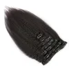 120g Extensiones de cabello brasileño recto rizado Clip Ins Natiral Remy negro 7pcs / set Clip de Yaki grueso en extensiones de cabello humano