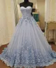 Light Blue Sweetheart Lace Ball Gowns Quinceanera Dresses Tulle Applique Long Prom Gowns Sweety Girls 16 Years Dresses With Lace Up