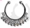 Mode Gefälschte Septum Medizinische Titan Nase Ring Bolzen Piercing Silber Kristall Indische Körper Clip Hoop Für Frauen Mädchen Schmuck geschenk