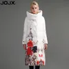 JOJX Blume Drucken dicke Parkas frauen winter jacke 2018 Lange Marke frauen mantel winter Unten Jacke Mode Warme Weibliche mäntel D1891803