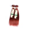 Fasci di capelli brasiliani ramati scuri di colore puro 33 fasci di capelli umani lisci rosso rame con 3 bundle non trattati9137278