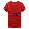 Rosa Impresso camisas de Verão Top Camisa Tripulação Pescoço Mangas Curtas 5XL Homens Nova Moda Roupas de Algodão Tops Masculino Casual Tees