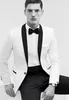 Classic Design One Button White Groom Tuxedos Groomsmen Szal Kapel Najlepszy człowiek Garnitur Męskie Garnitury Ślubne (Kurtka + Spodnie + Krawat) NO: 729