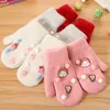 Winter Children Thicken Warm Gloves DIY Venonat New Style Girls Baby Rabbit Hair Gloves Full Fingers Wool Mittens