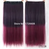 Två ton Ombre mörkt hår med röda tips Mode 5 Klipp i ett stycke Hårförlängningar 24 tum 60cm Auburn Rak hår till salu