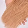 Honey Blonde Straight Hair Extension Color #27 Silk Straight Brazilian Virgin Unprocess Human Hair 3Bundles Strawberry Blonde Hair Weft