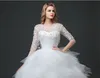 Vraie Photo Robe De Mariée 2018 Printemps Coréen Style Dentelle Demi Manches Robe De Mariée Blanc Princesse Dos Nu De Luxe vestidos de noiva