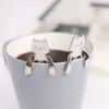 Cucchiaino da caffè per gatti in acciaio inossidabile Mini gatto Manico lungo Cucchiaio in acciaio inossidabile Utensili per bere Gadget da cucina Stoviglie in acciaio inossidabile