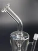 Tubo de agua de vidrio reciclador doble de 8.5 pulgadas Bong Hookahs con juntas de 14.4 mm Bongs embriagadores Plataformas petroleras Dab Rig Bowl Dome Purple Black