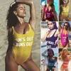 plus storlek s-3xl brev tryckta sexiga one-pyda kostymer sjöjungfru bikini push-up vadderad monokini baddräkt badkläder bikinis en bit kostym