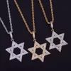 Nieuwe hot heren hiphop sieraden goud zes hoorns ster hanger ketting charm bling kubieke zirkoon touw ketting voor geschenk