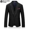 Giacca da uomo nera giacca slim fit stile moda marca abbigliamento di scena collo a scialle uomo casual blazer da ballo DT039