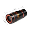 Teleskop lens 8x zoom gereksiz optik kamera telepo len iPhone için klipli Samsung HTC Sony LG mobil akıllı cep telefonu8904525