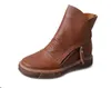 leather ankle boots for women flat heels retro brown waterproof short botas elegant ladies winter casual shoes woman 2018