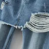 Filosofía 2017 verano jeans mujeres agujeros jeans chic azul claro casual streetwear para mujeres