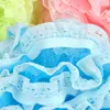 100pcslot Fashion Lace Mesh Pouf Sponge Bathing Spa Handle Body Shower Scrubber Ball Colorful Bath Brushes Sponges ZA39498368714