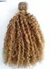 Brasilianska mänskliga Virgin Remy Clip Ins Hair Extensions Mörk Blondin 270 # Hårväft Human Kinky Curly Hair Extensions Dubbeltäckt Tjockt Fefted