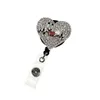 Custom Key Rings Medical Nurse Heart Shape Rhinestone Retractable Badge Holder Reel