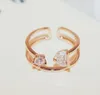 Clássico abertura ajustável encantos Anel Moda Zircon Dedo Rings Rose banhado a ouro do vintage para Wedding Party traje Mulheres Jóias