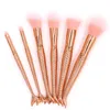 6PCS Pinceau de maquillage Glitter Mermaid Fish Tail Fishtail Shaped Foundation Powder Eye Shadow Concealer Rainbow Blending free ship 3COLORS