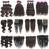 30 cali Ludzki Remy Wiązki Włosów z koronki Frontal Closure Proste Body Głębokie Wody Loose Fale Jerry Kinky Curly Brazylijski Dziewica 3 4 Splot Wątek Przedłużenie 10A Grade