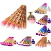 8PCS Mermaid Makeup Brushes Set Diamond Rainbow Big Fish Tail Cosmetics Eyeshadow Foundation Beauty Tools Multipurpose Make Up Brush Kit