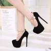 16cm spring fall T strappy gold chain ultra high heels platform dress shoes size 35 to 40