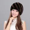 Новая прекрасная настоящая норка меховая шляпа для женщин зимние вязаные шерсть для норки CAP CAP COMPT и REATE REAL MINK FUR CAPS S9706001