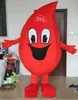2018 La mascotte della goccia di sangue rosso adulto di vendita calda costumi il costume della mascotte della goccia d'acqua