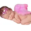 Pasgeboren baby roze engel vleugel met boog hoofdband foto set baby cosplay kostuum fotografie rekwisieten vleugels haaraccessoires baw15