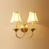New Luxury European Copper Living Room Wall Lamp American Royal Copper Fabric Bedroom Wall Sconce Background Corridor Wall Lamp