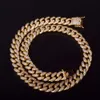 12mm Iced Out Zircon Cubain Collier Chaîne Hip Hop Bijoux Or Argent Cuivre Matériel CZ Fermoir Mens Collier Lien 18-28 pouces