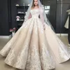 Luz Champanhe Arabia Vestidos de Casamento Dubai Lace Apliques Fora Do Ombro Vestidos De Casamento Da Princesa Custom Made 2018 Vestido De Noiva De Luxo