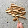 100 Piezas Pequeña cuchara de bambú 13.5 cm Cucharas naturales Durable para café Café Té Miel Azúcar Sal Mermelada Helado de mostaza Utensilios hechos a mano