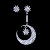 Moda Lua estrela Estilo Dangle Brinco de ouro branco cheio 5A zircão casamento Cz Partido brincos para as mulheres jóias da dama de honra