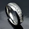 Bague de fiançailles de mariage en acier inoxydable CZ, bande R178B, taille 5 6 7 8 9 102672