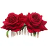 MOQ: 10 PCS Mulheres Clipe De Flores De Casamento Grampos de cabelo Sexy Big Rose Florals Cocar de Noiva Acessórios Para o Cabelo Para A Praia Decorações