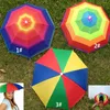 Opvouwbare zon Regenboog Paraplu Hoed Outdoor Golf Vissen Camping Schaduw Strand Hoofddeksels Hoofd Cap Paraplu's voor Volwassenen Kinderen ZJ-U01