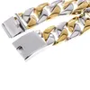 24mm bred tunga tjocka runda curb kubanska kedjan armband mens guld silver färg 316l rostfritt stål cykel biker armband bangle grossist gåva smycken