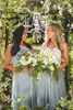 가을 2018 국가 결혼식 신부 들러리 드레스 믹스 앤 매치 스타일 라인 긴 흰색과 파란색 얇은 명목 정식 하녀 명예 드레스 사용자 정의