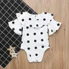 2018 Nowe Dziecka Pajaciki Dziewczyny Wzburzyć Rękaw Romper Polka Dot Jumpsuit Lato Ins Noworodek Onesies Darmowa Wysyłka