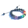 Handmade Weave Natural Stone 8mm Lava stone Chakra Crown Bracelet Essential Oil Diffuser Bracelets Yoga Jewelry