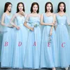 2018 Fünf Stile, blau, schulterfrei, Brautjungfernkleider, lange Kleider für Hochzeit, Party, elegantes formelles Brautjungfernkleid, Party, Mingli Tengda
