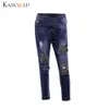 Kancoold jeans kvinnor höst elastisk strimlad leopard print spliced ​​jeans denim plus byxor byxor kvinna 2018Oct26