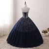 2017 Fashion Sexy Crystal Ball Gown Quinceanera Dress with Beading Sequin Tulle Plus Size Sweet 16 Dress Vestido Debutante Gowns BQ117