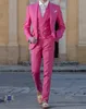 Fashion Pink 3 Piece Suit Men Wedding Tuxedos Handsome Groom Tuxedos Excellent Men Business Dinner Prom BlazerJacket Pants Ti292l