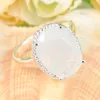 6 Pcs 1 lot Luckyshine Classic Jewelry Fire Oval White Moonstone Crystal Gems 925 Silver Wedding Party Woman Ring